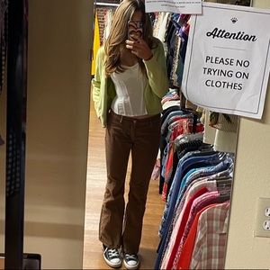 BRANDY MELVILLE BROWN PANTS AND WHITE CORSET TOP (SELLING BOTH)